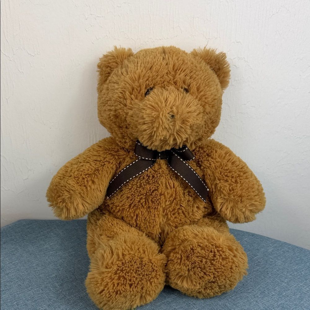 Kids Preferred Plush Teddy Bear Brown Soft Stuffed Animal 11” Ribbon Bow Toy